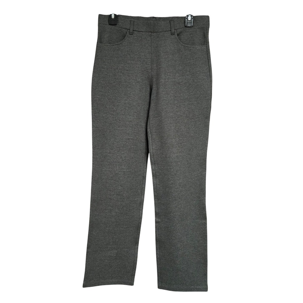 Quince Ultra-Stretch Ponte Straight Leg Pants Charcoal Gray Women's Sz M Petite